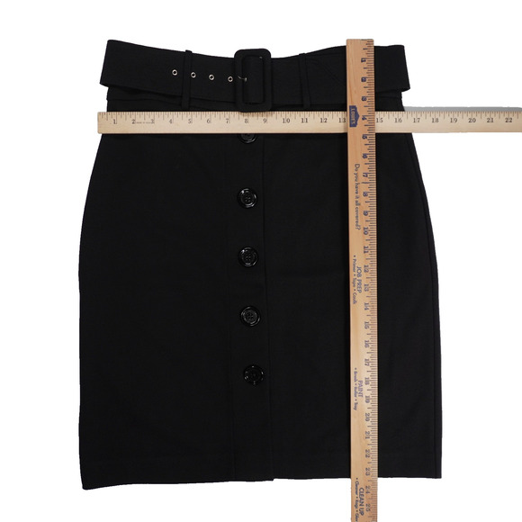 Anne Klein black midi length skirt with belt made in USA sz PM - Picture 3 of 7